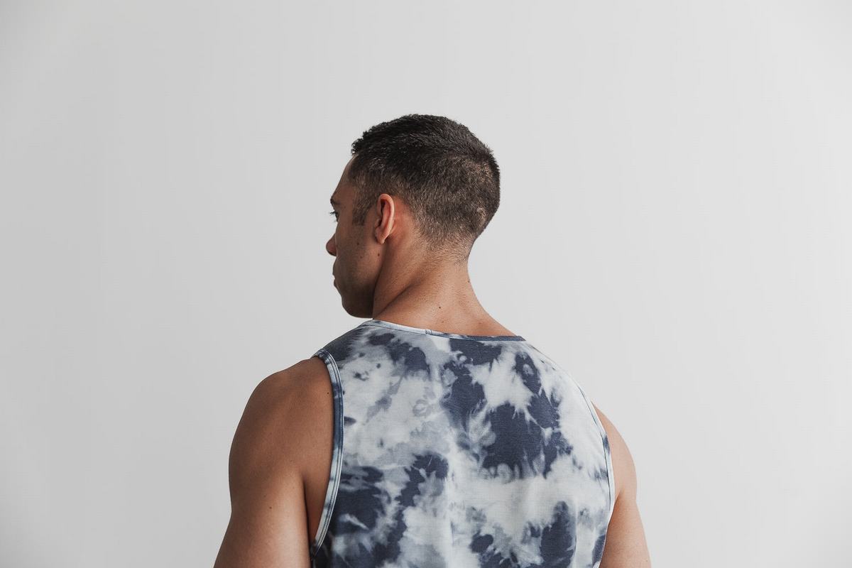 Nobull Tie-Dye Men's Tank Tops Blue Blue | Australia (GM4321)